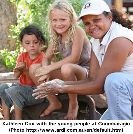 Kathleen Cox with the young people at Goombaragin